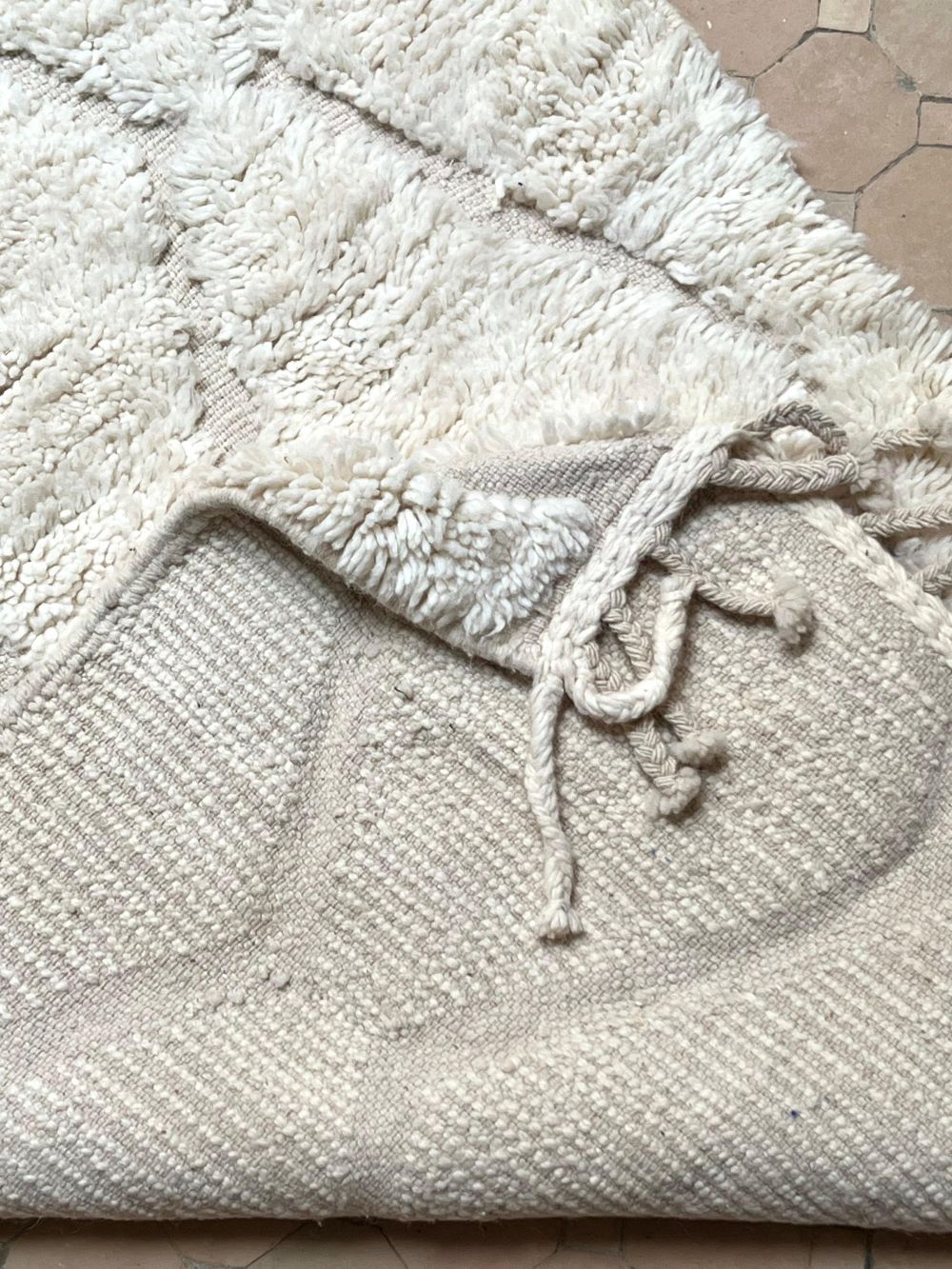 Moroccan All White Rug 150x110cm