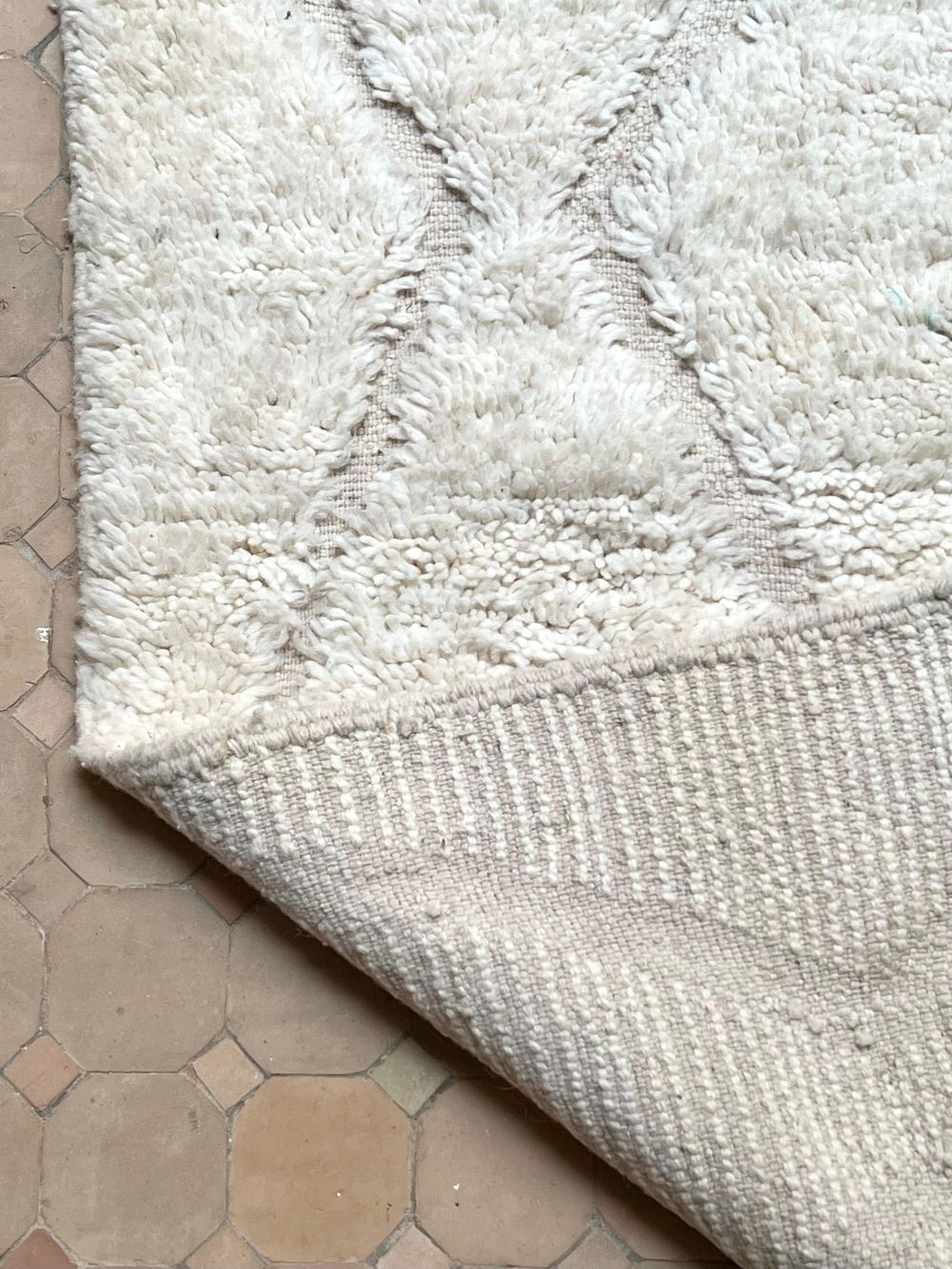 Moroccan All White Rug 150x110cm