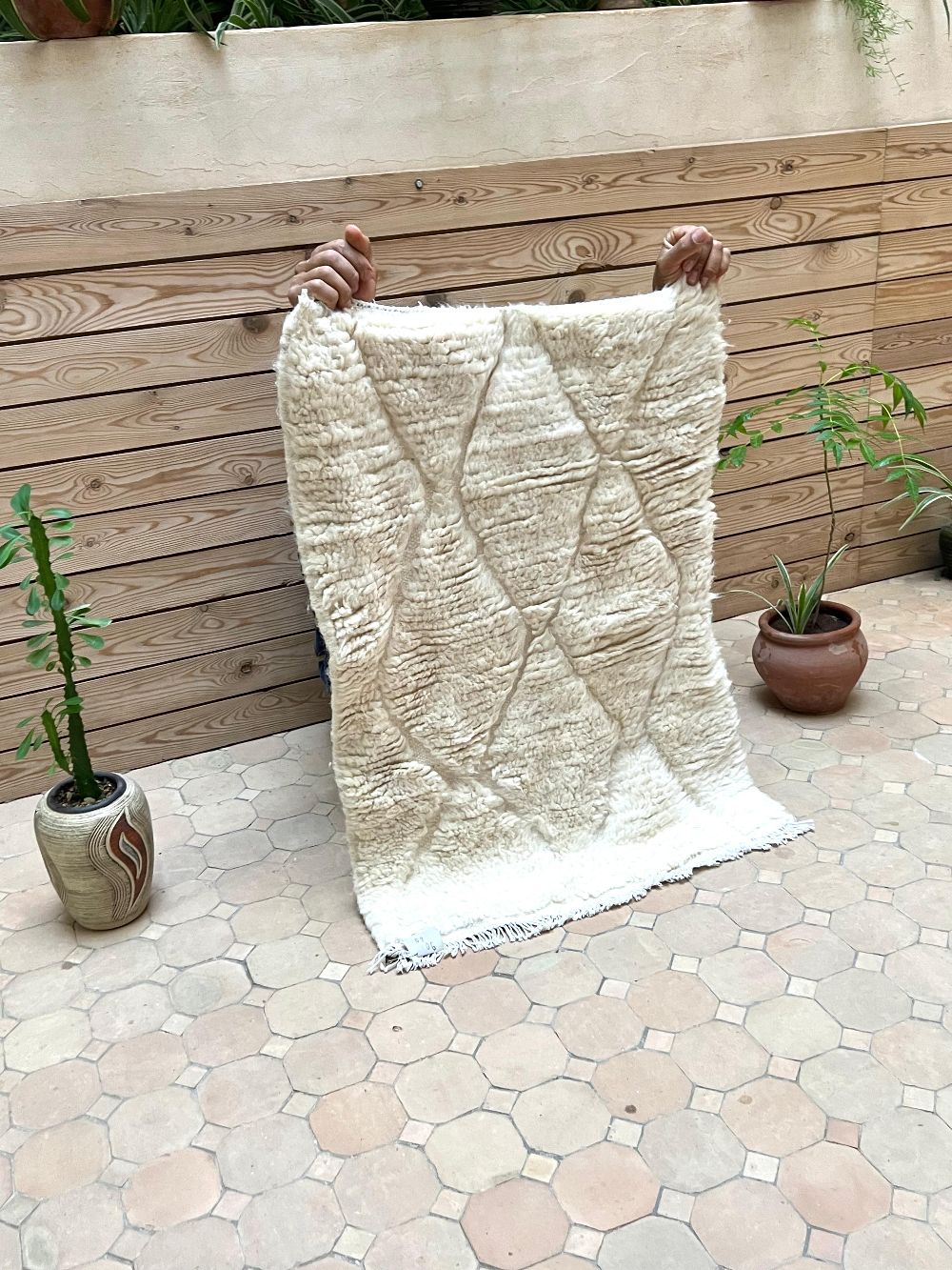 Moroccan All White Rug 90x60cm