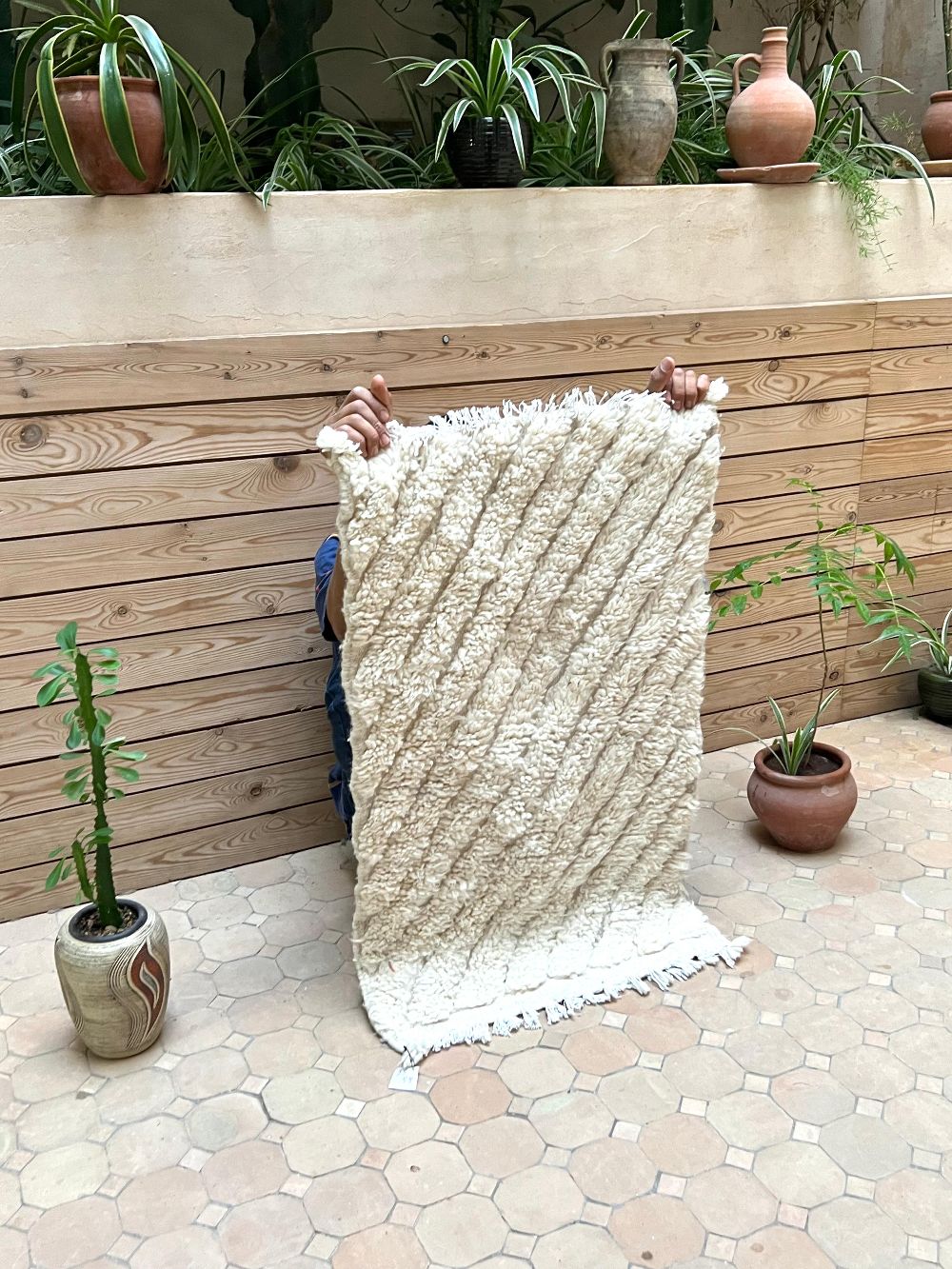 Moroccan All White Rug 95x55cm