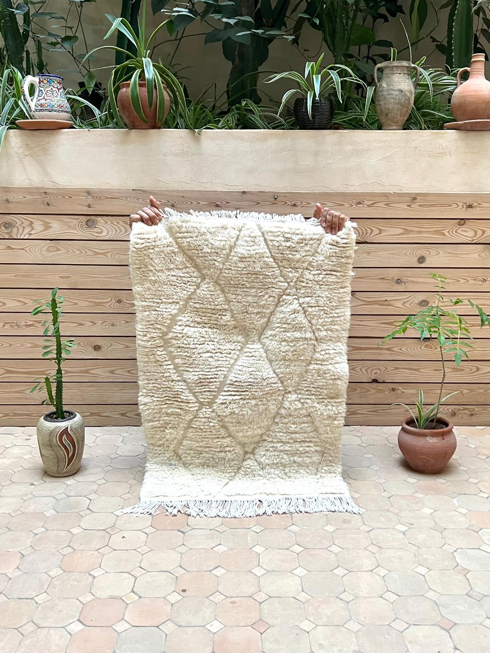 Moroccan All White Rug 90x60cm