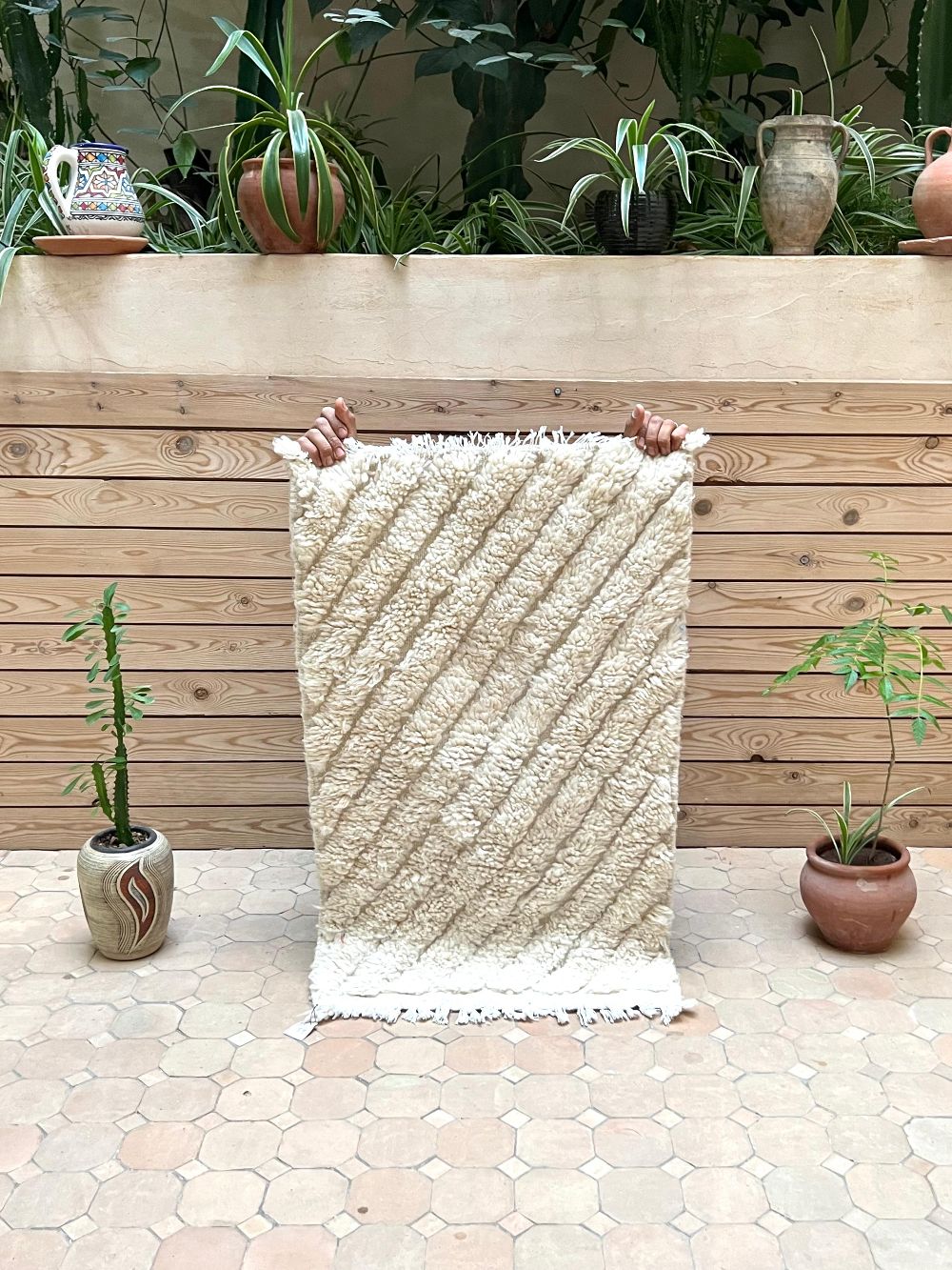 Moroccan All White Rug 95x55cm