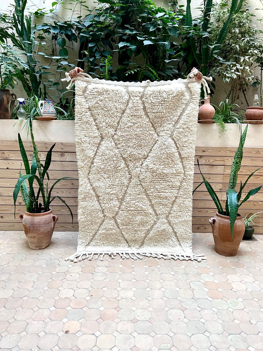 Moroccan All White Rug 150x110cm