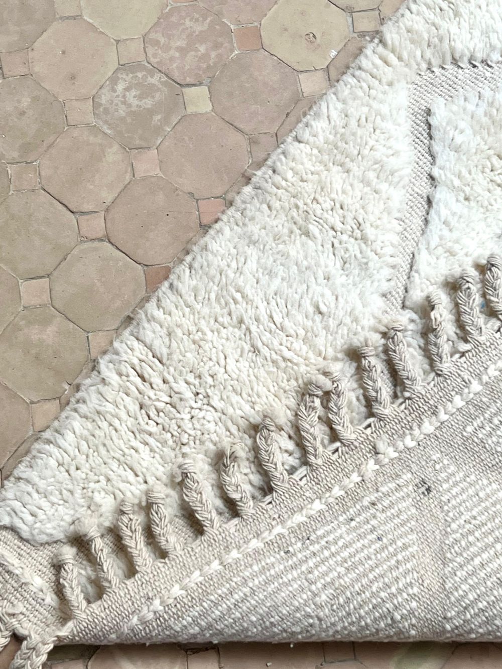 Moroccan All White Rug 155x110cm