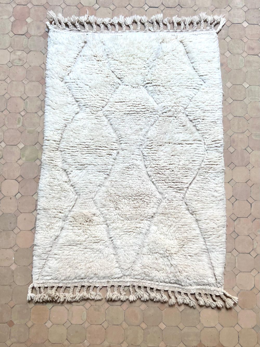 Moroccan All White Rug 155x110cm