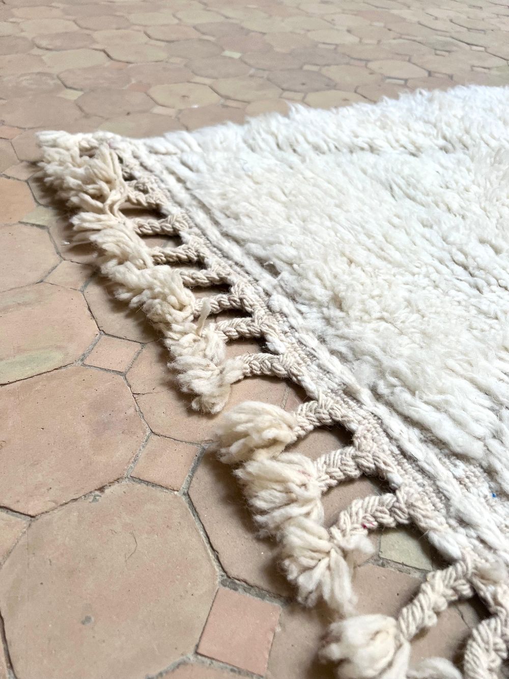 Moroccan All White Rug 155x110cm