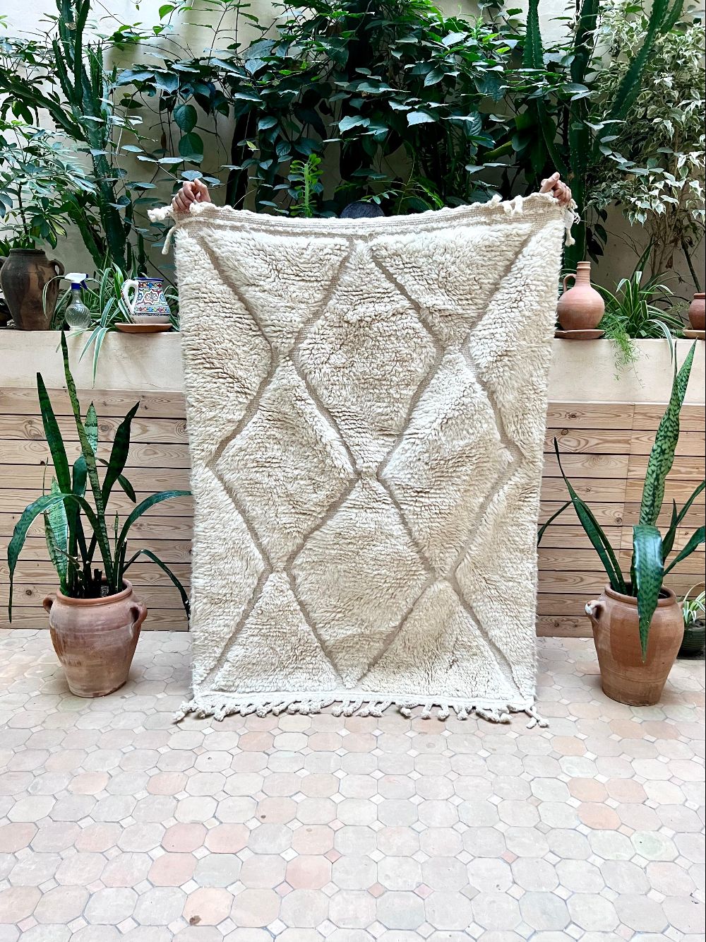 Moroccan All White Rug 155x110cm