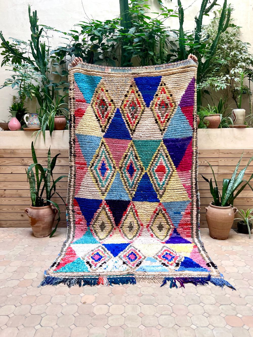 Marokkolainen vintage Boucherouite matto 250x140cm