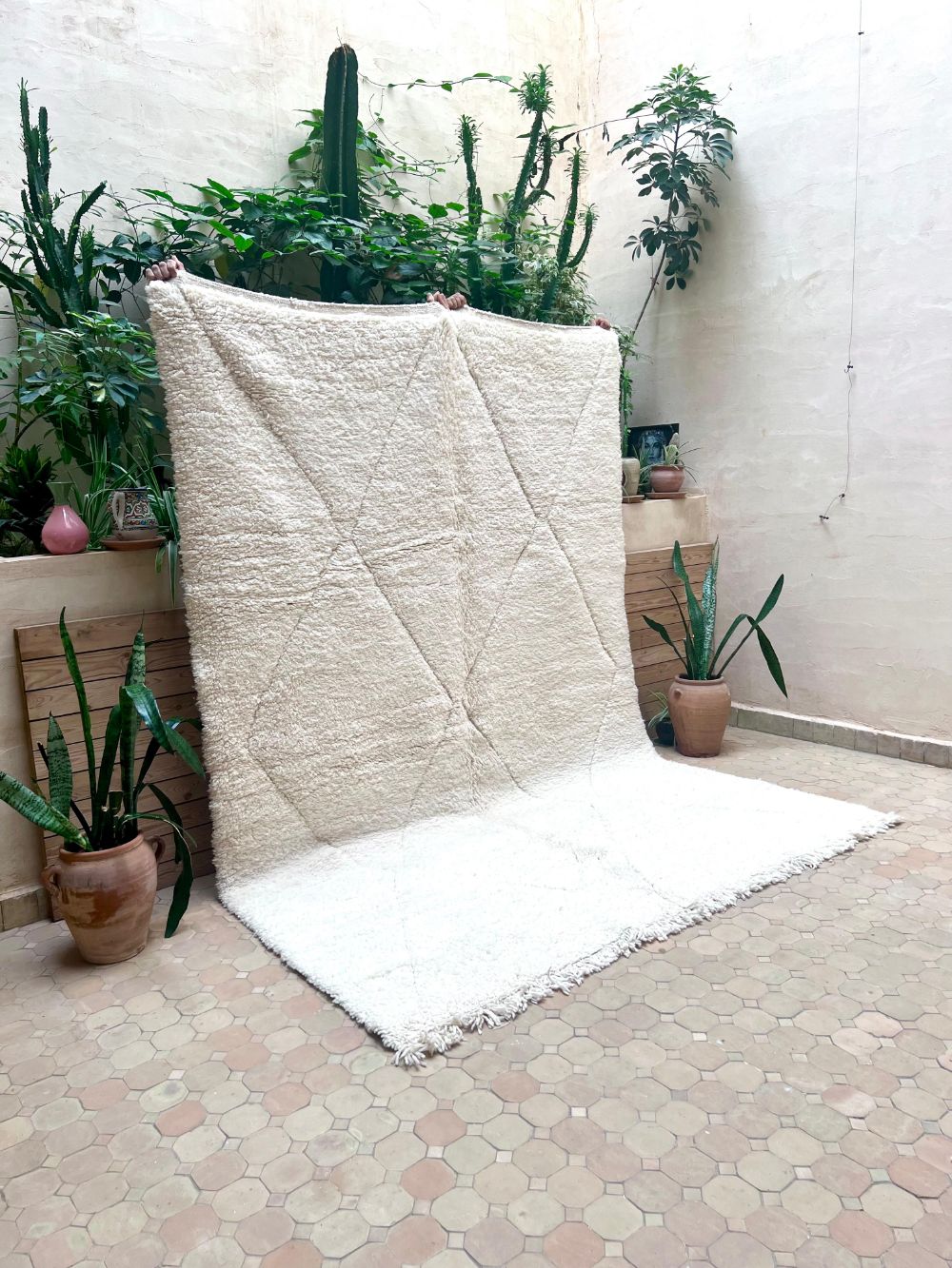 Moroccan All White Rug 285x205cm