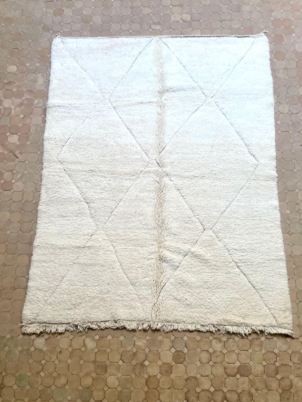 Moroccan All White Rug 285x205cm