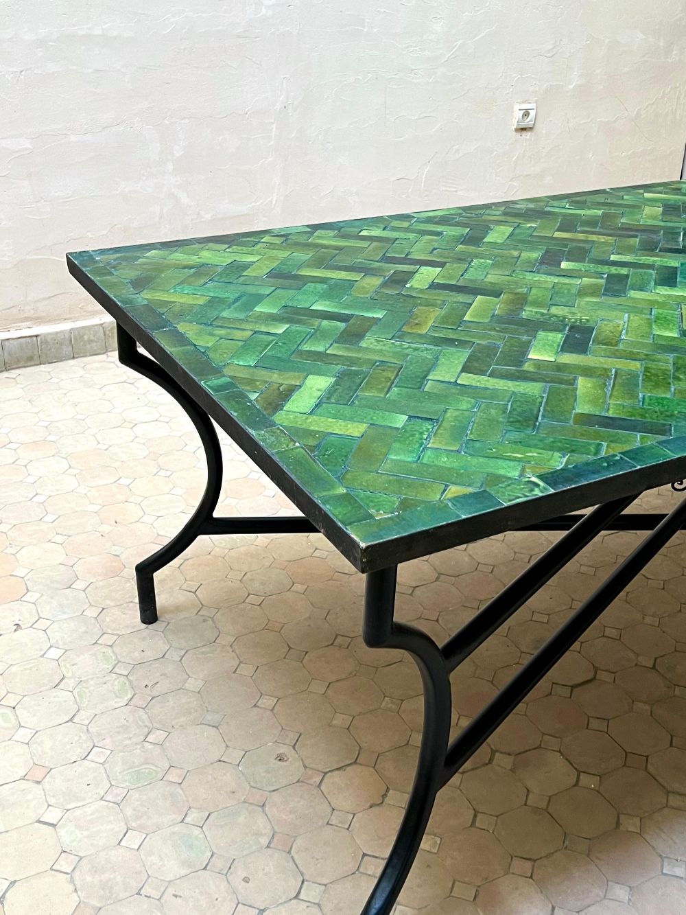 Zellige Rectangular Table: Tamegroute Green