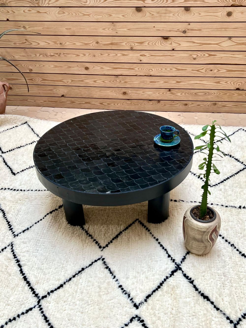 Mosaiikkipöytä, valkoinen 70cm