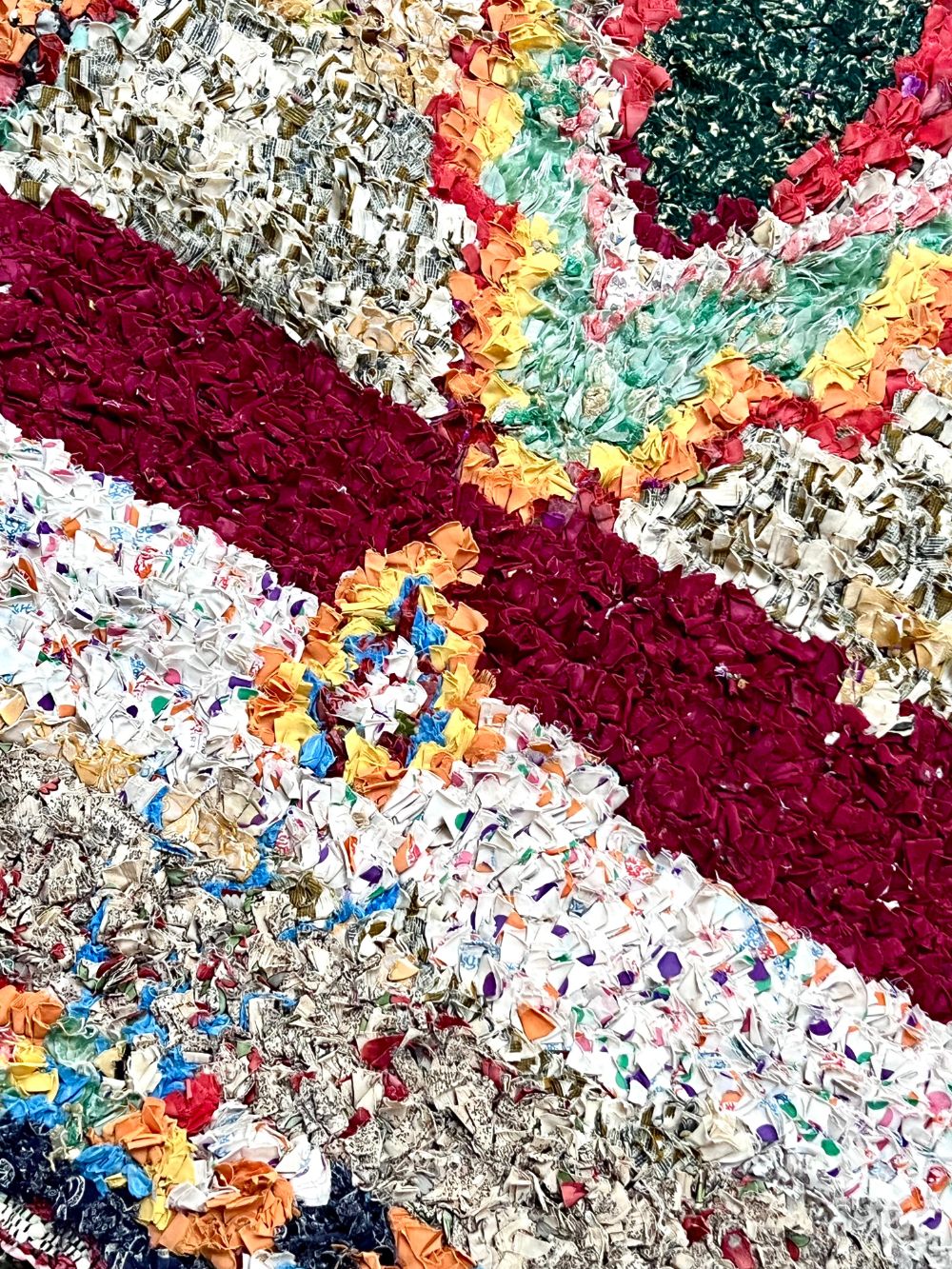 Moroccan Vintage Boucherouite Rug 215x130cm