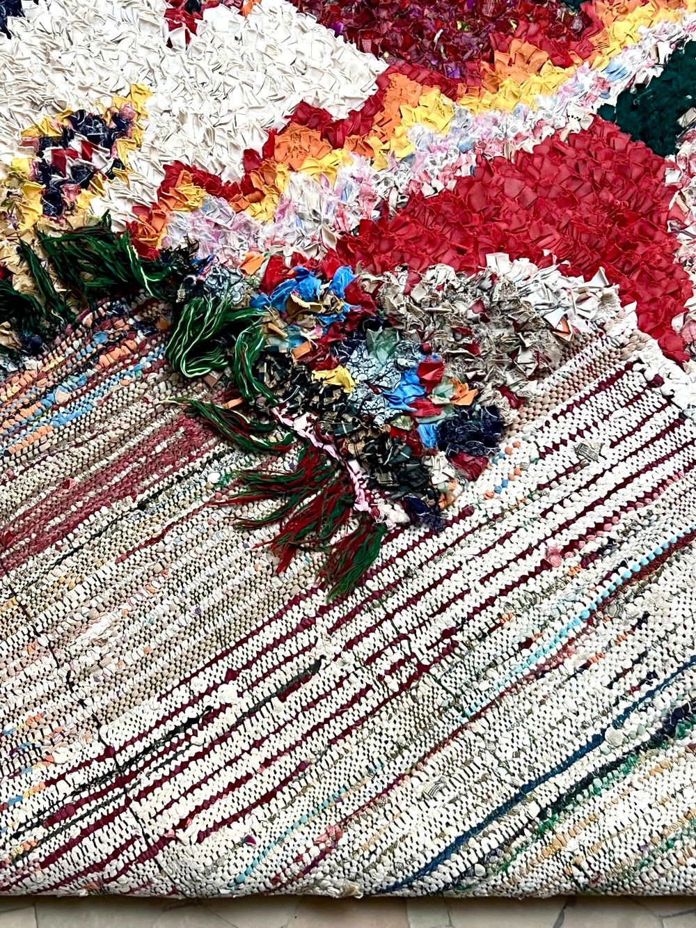 Moroccan Vintage Boucherouite Rug 215x130cm