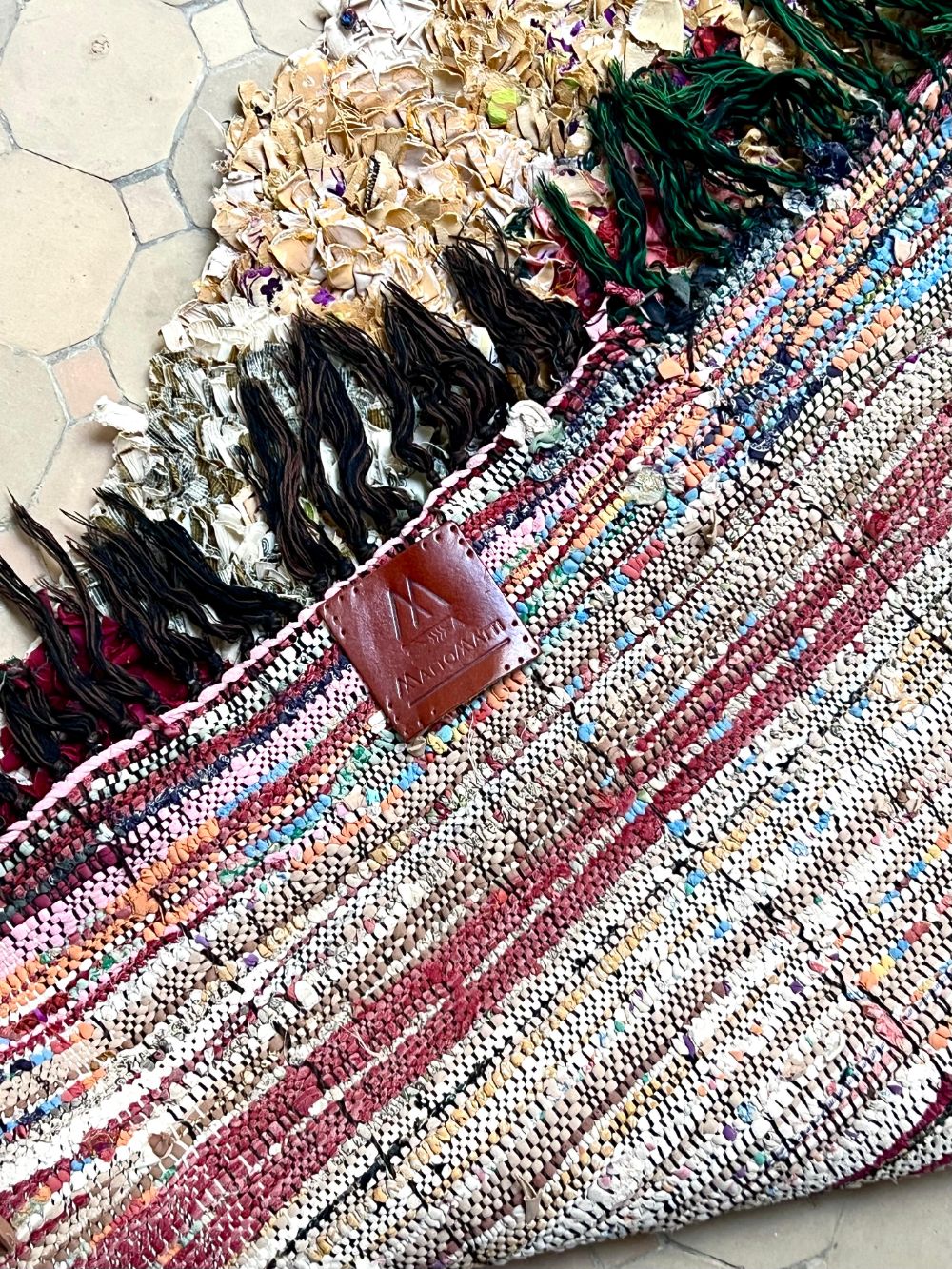 Moroccan Vintage Boucherouite Rug 215x130cm