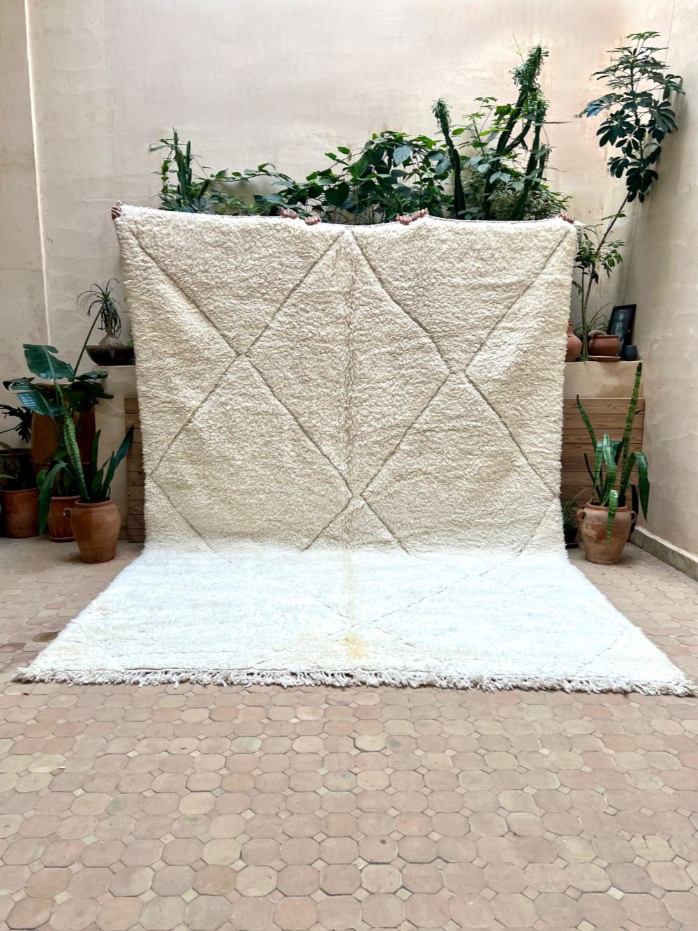 Moroccan All White Rug 340x245cm