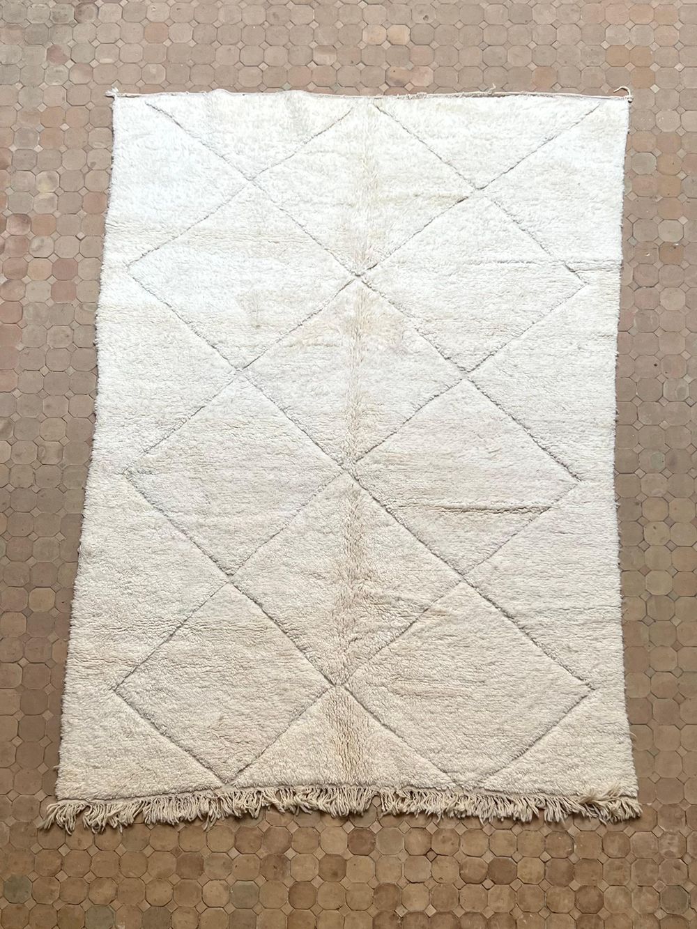 Moroccan All White Rug 285x195cm
