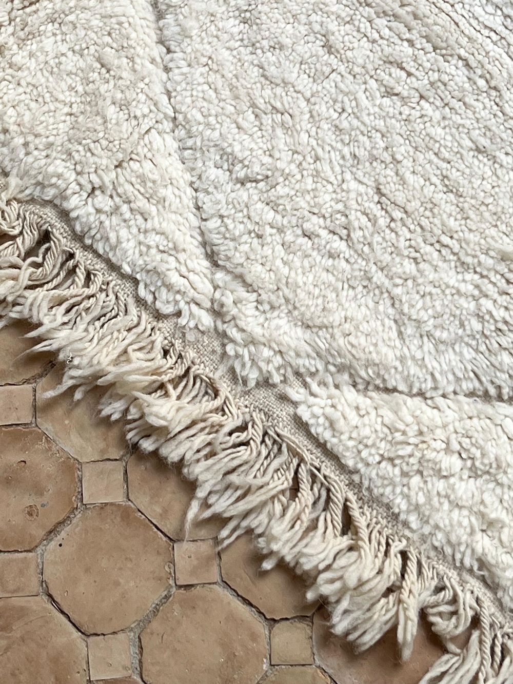 Moroccan All White Rug 285x195cm