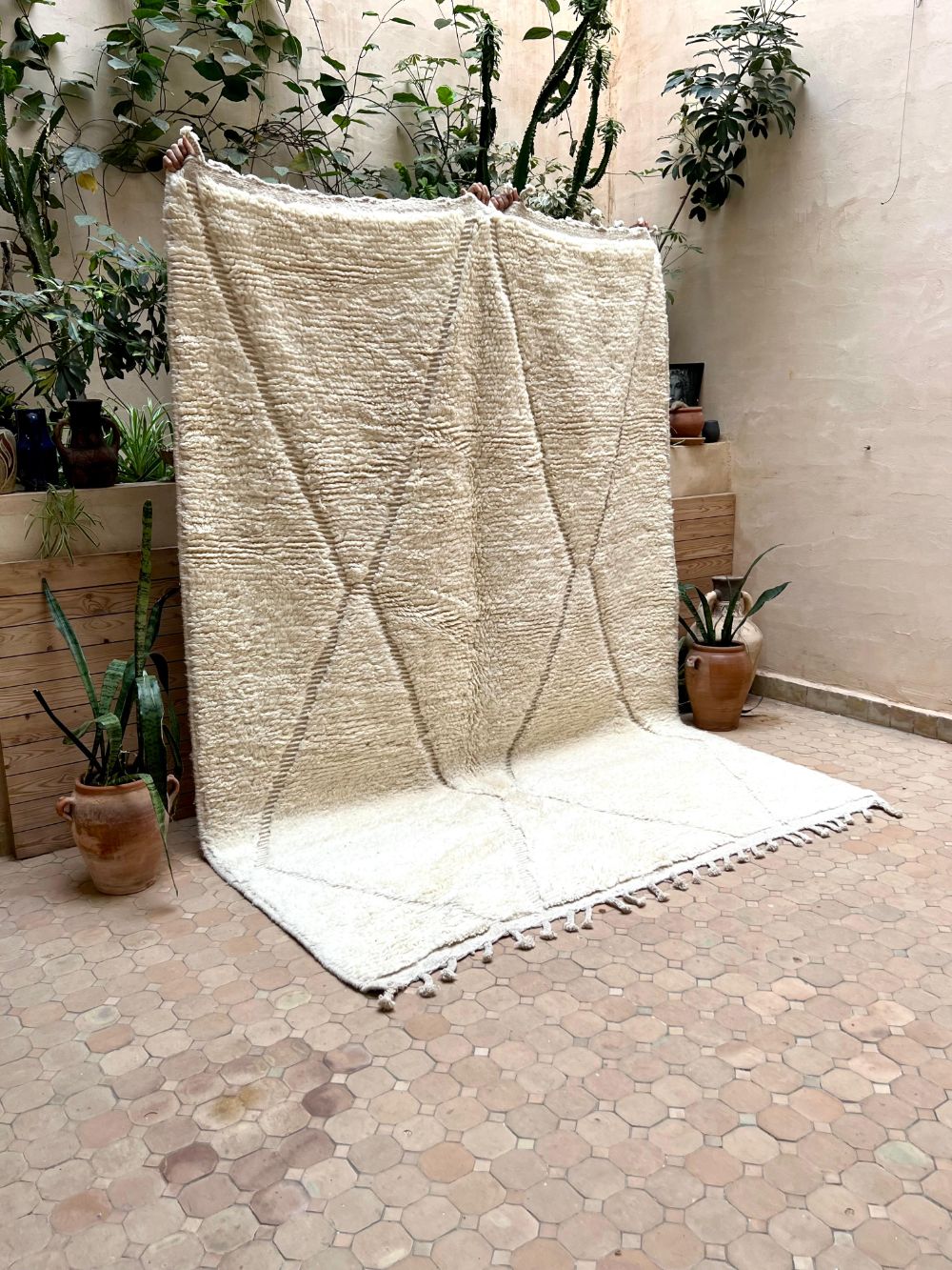 Moroccan All White Rug 290x205cm
