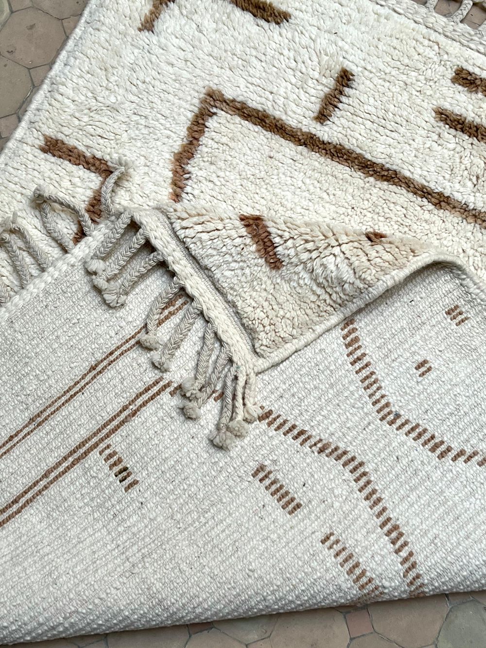 Marokkolainen cream & ruskea matto 150x120cm