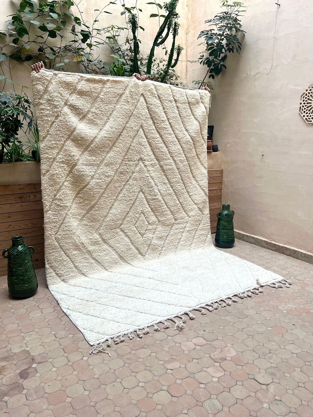 Moroccan All White Rug 290x195cm