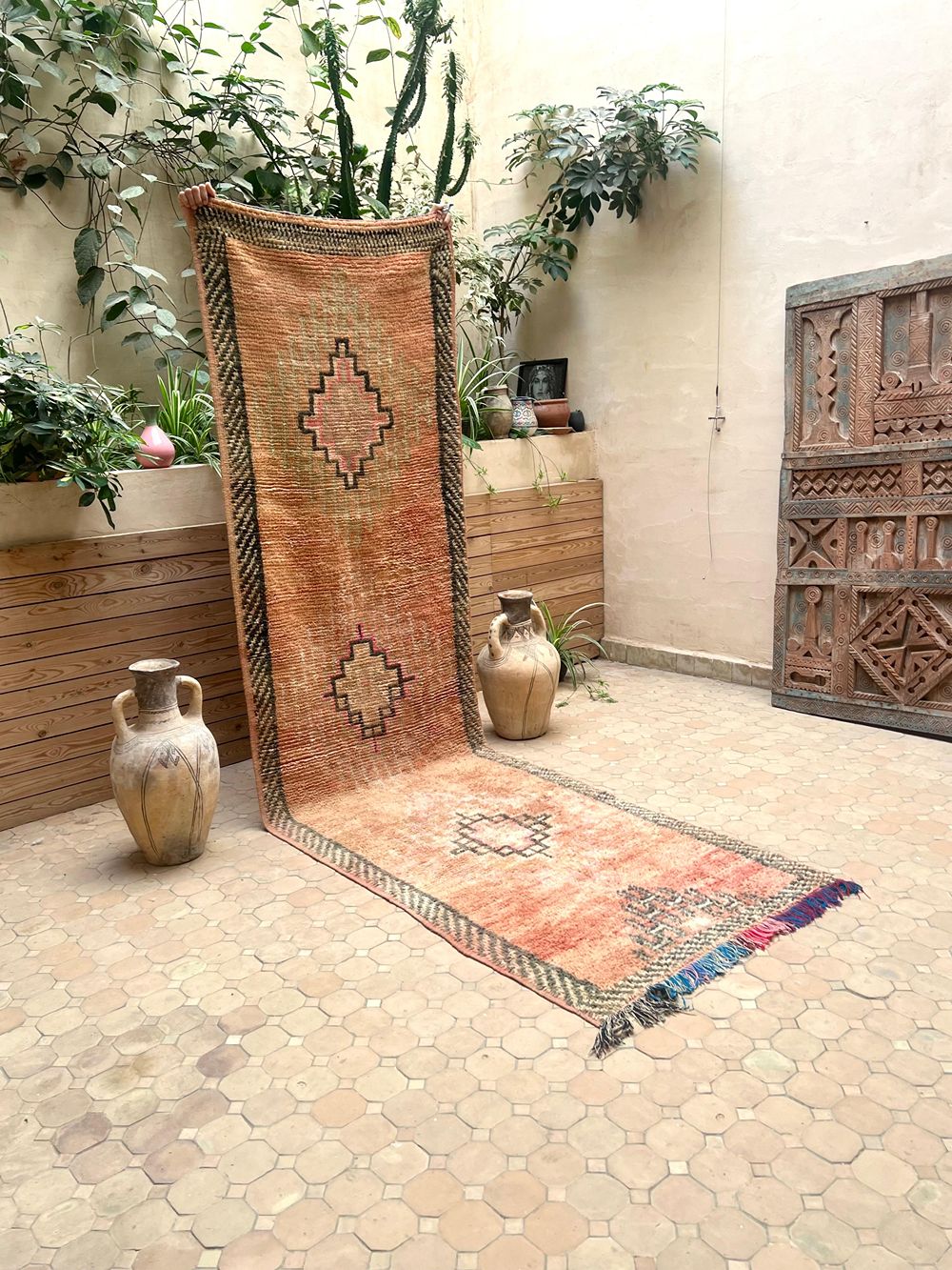 Moroccan Vintage Boujaad runner Rug 330x95cm