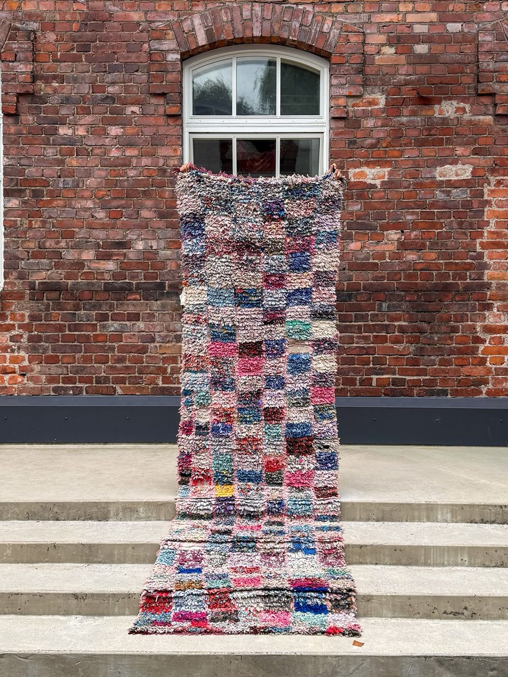 Moroccan Vintage Boucherouite Runner Rug 320x95cm