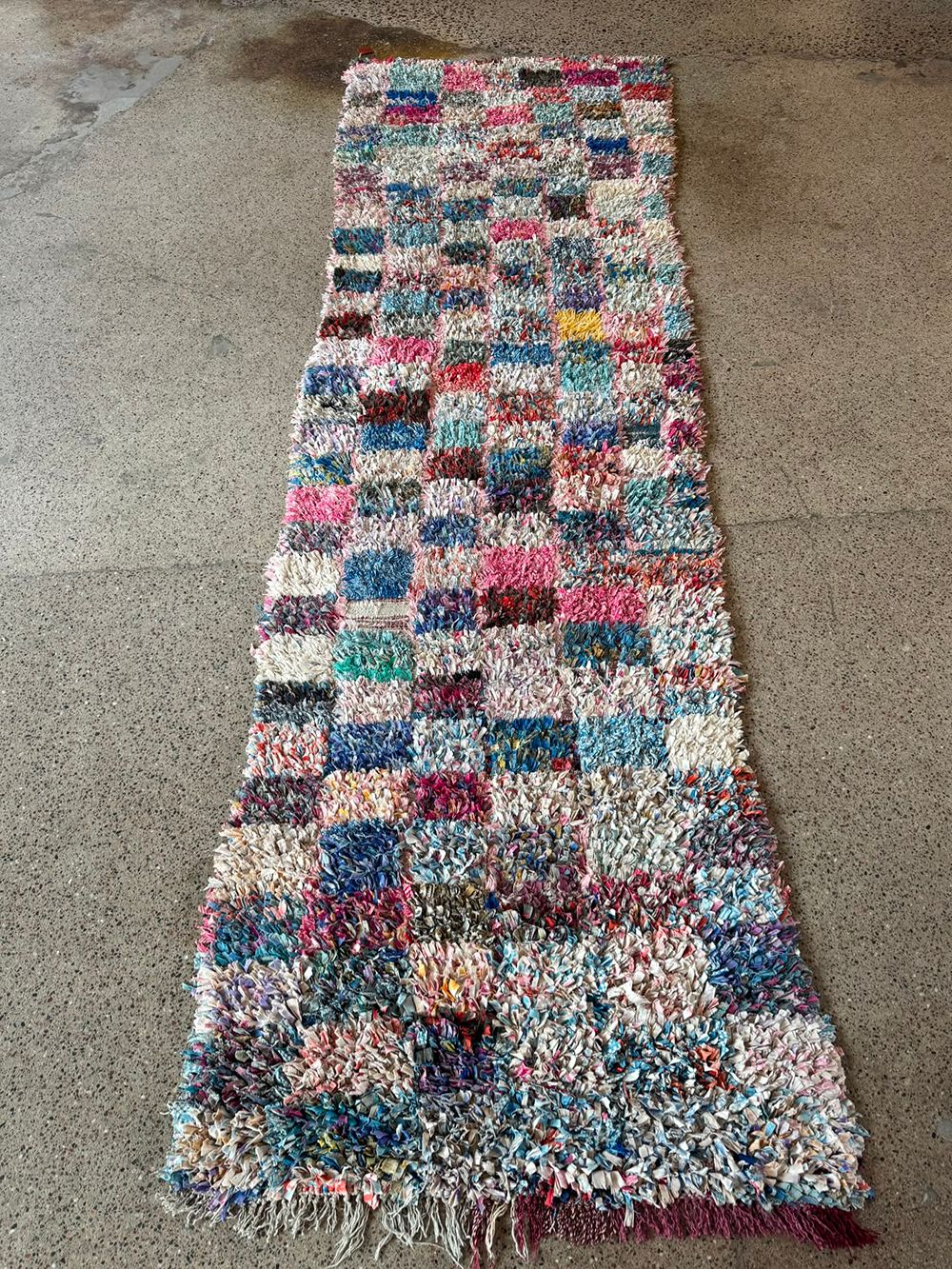 Moroccan Vintage Boucherouite Runner Rug 320x95cm