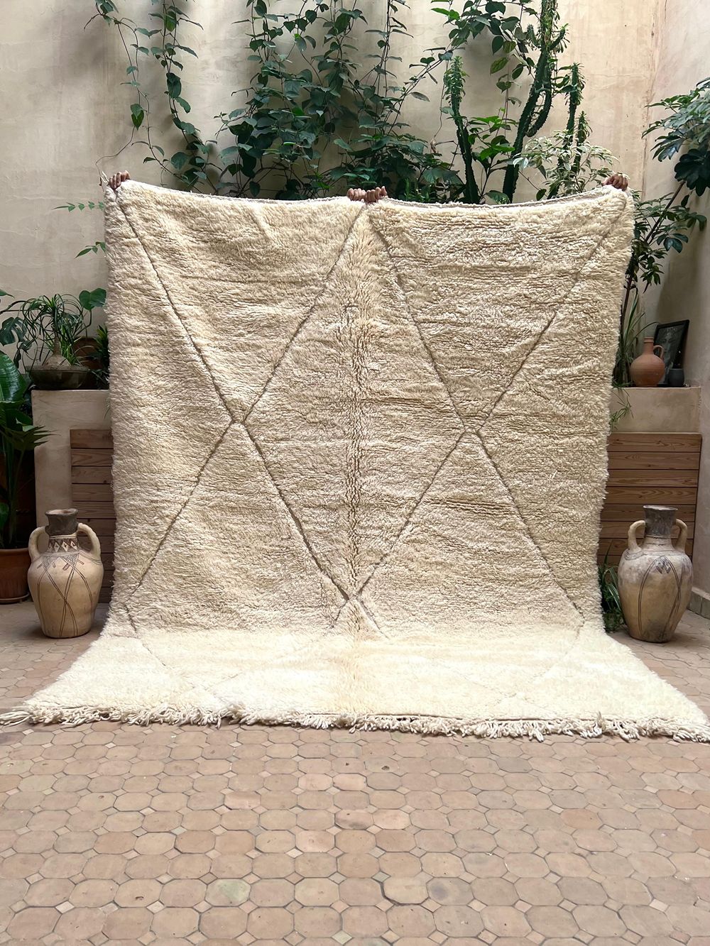 Moroccan All White Rug 275x225cm