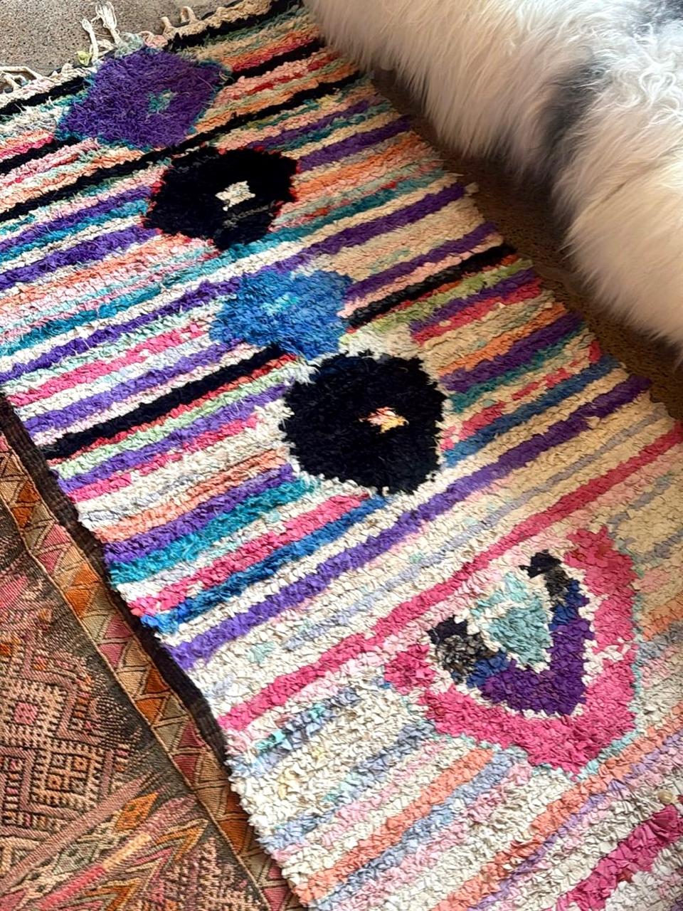 Moroccan Vintage Boucherouite Rug 220x105cm