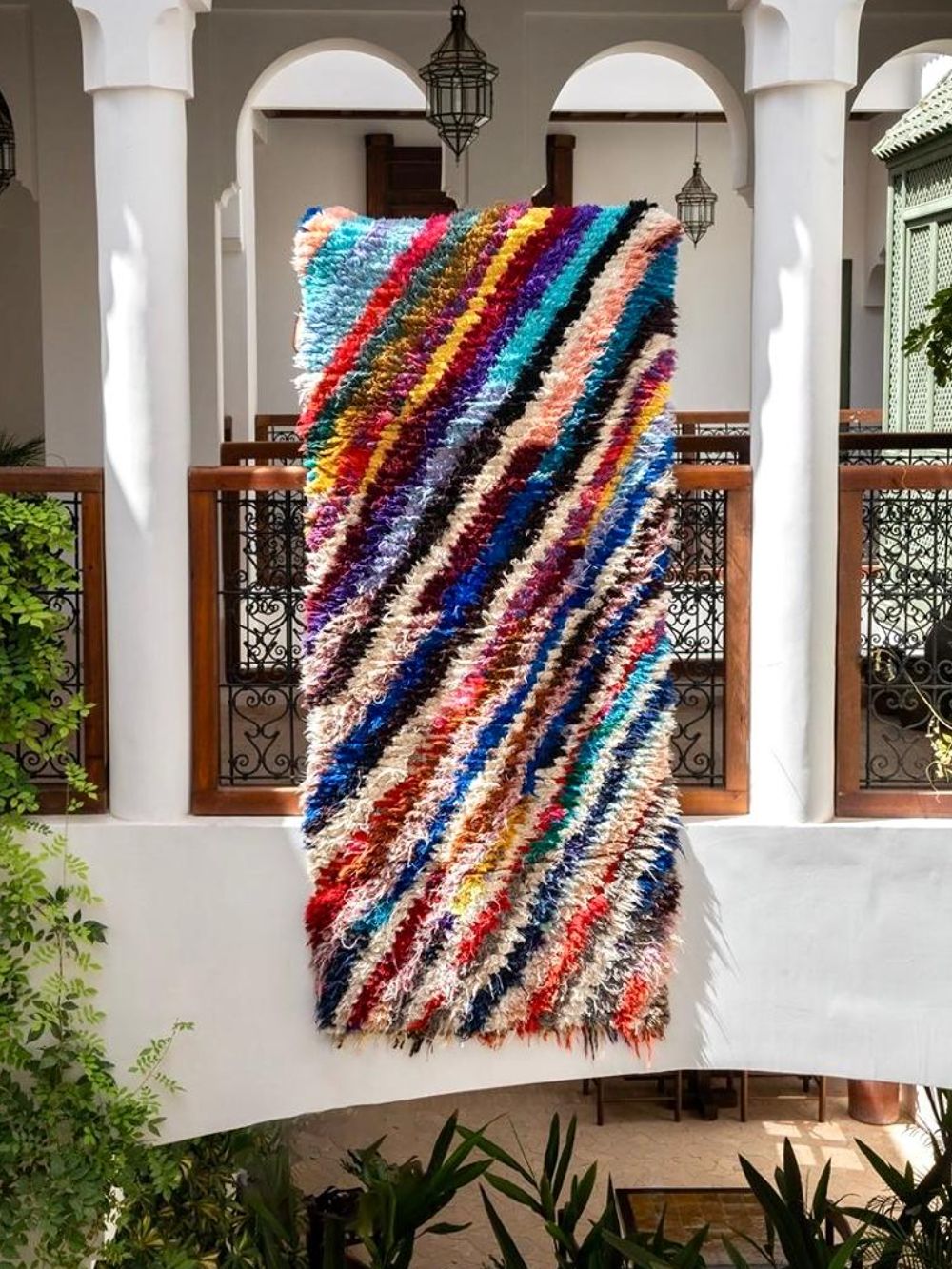 Moroccan Vintage Boucherouite Rug 225x105cm