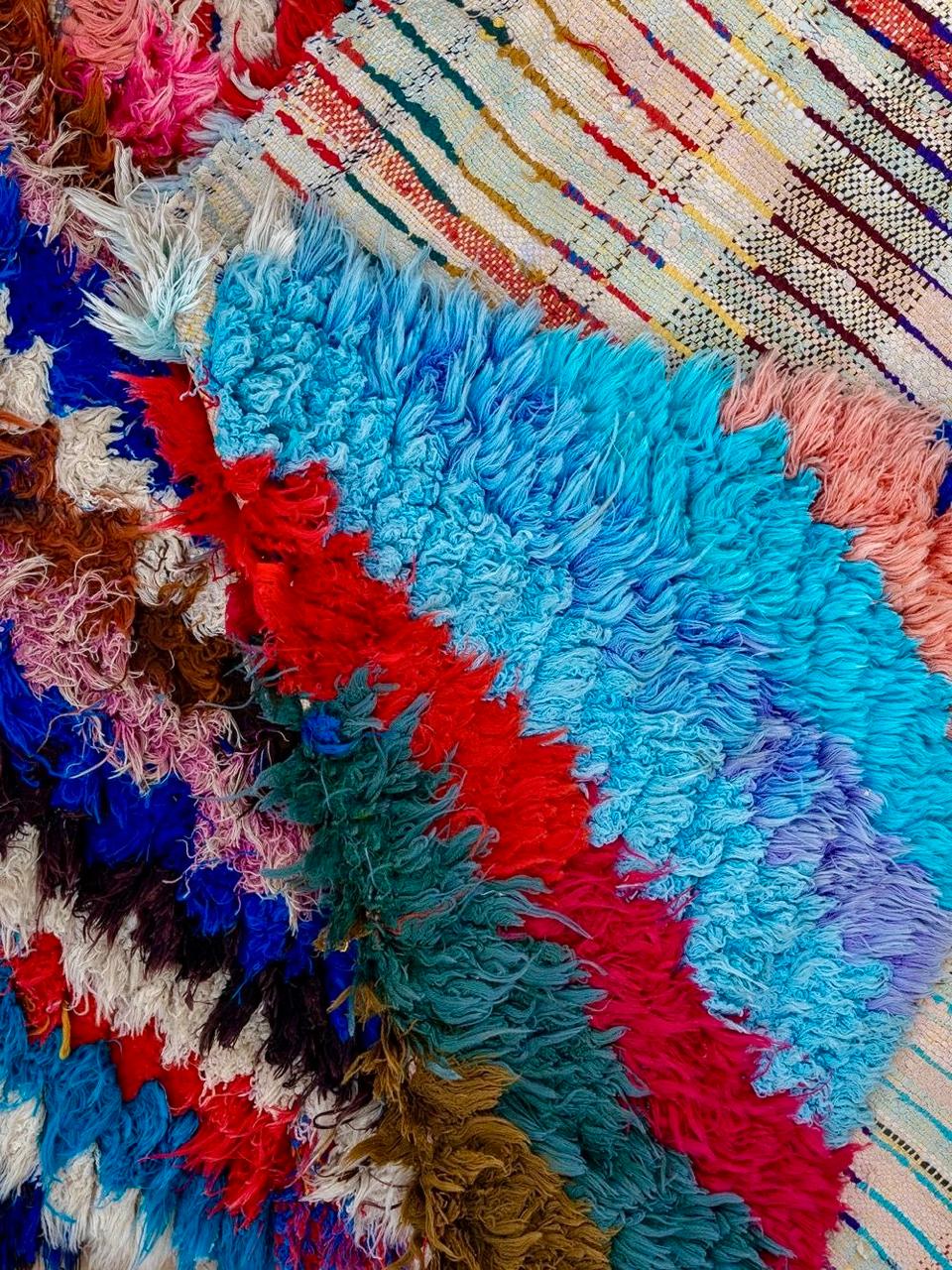 Moroccan Vintage Boucherouite Rug 225x105cm