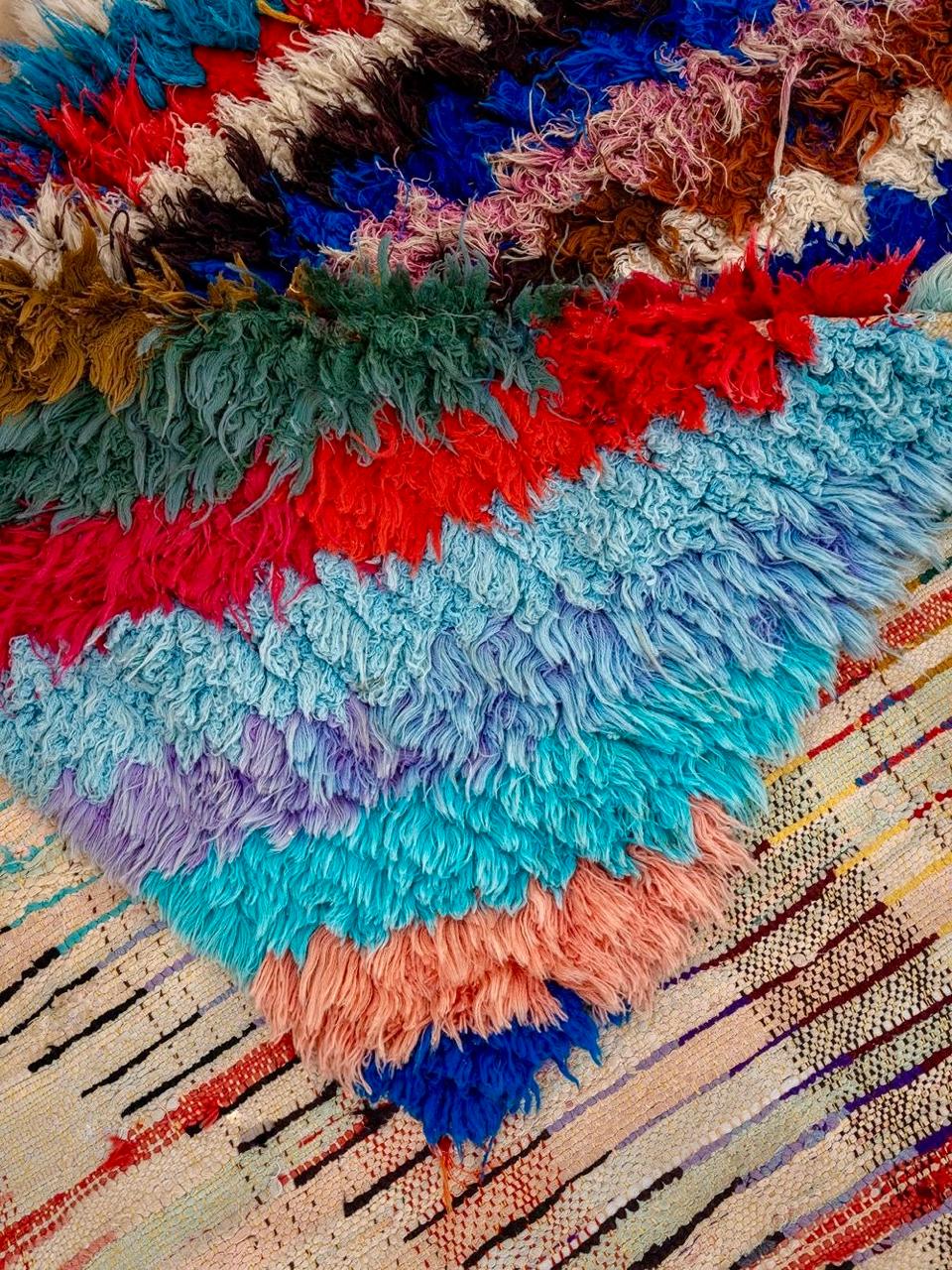 Moroccan Vintage Boucherouite Rug 225x105cm