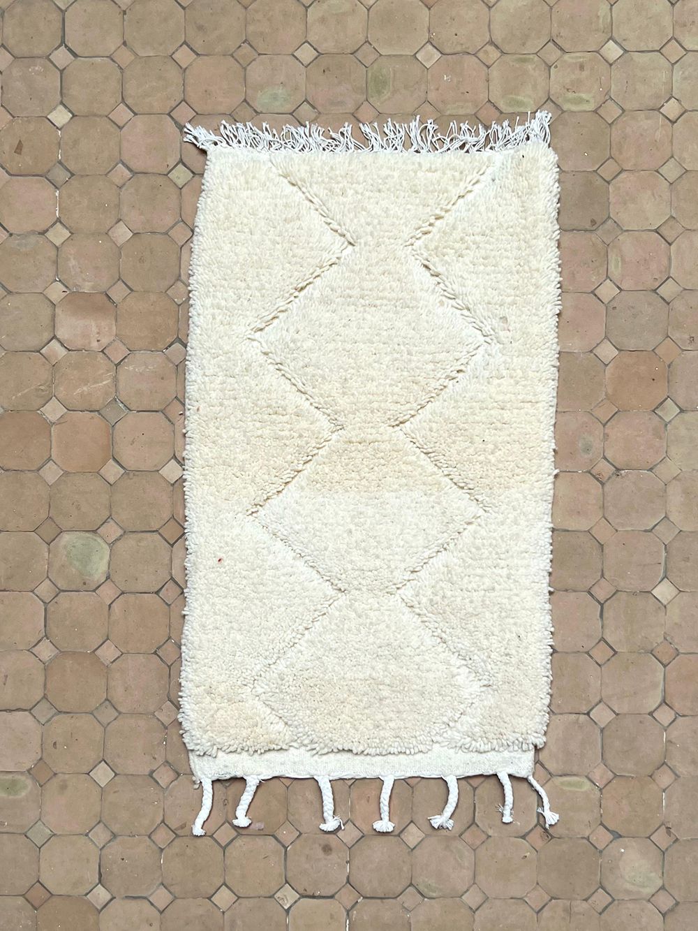 Moroccan All White Rug 100x60cm
