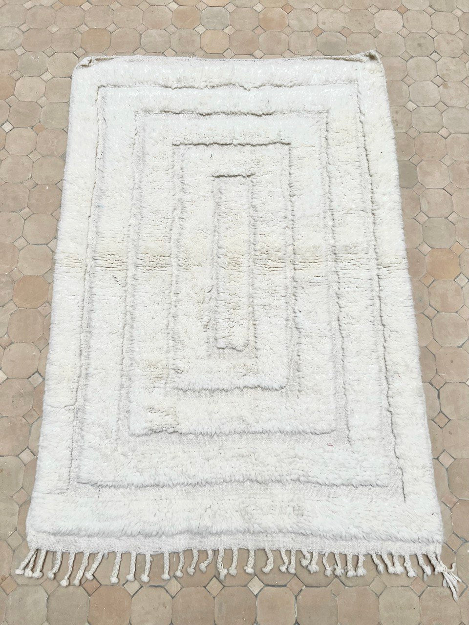 Moroccan All White Rug 145x100cm