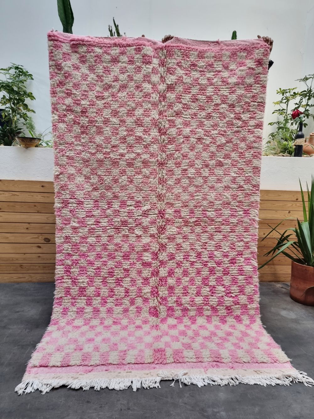 Moroccan Checkered Pink Rug 240x140cm