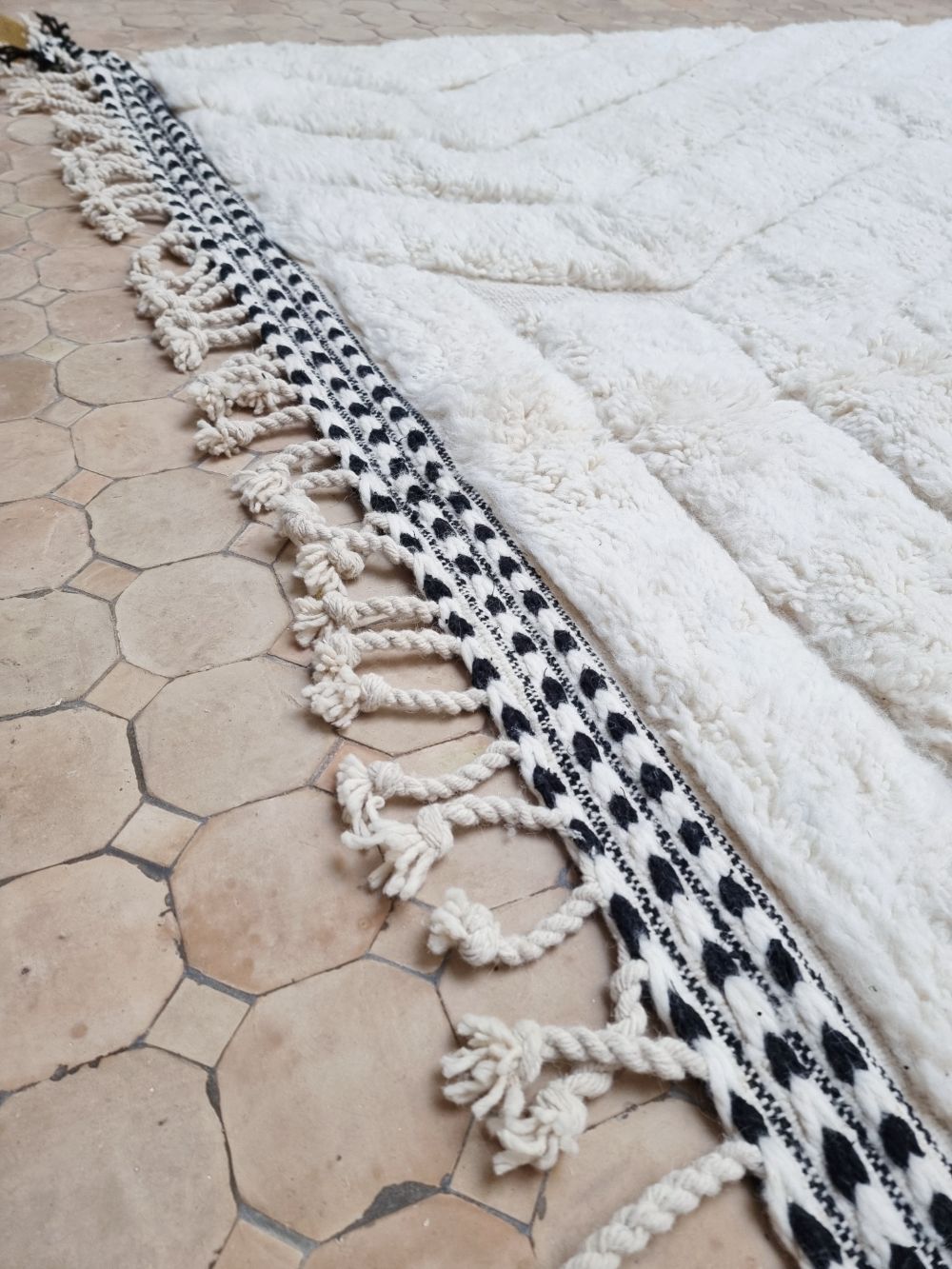Moroccan All White Rug 355x220cm