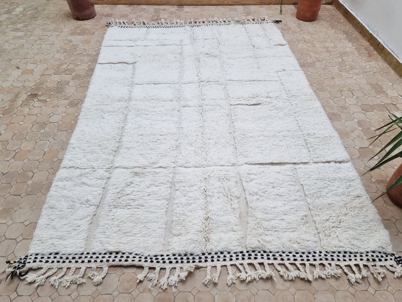 Moroccan All White Rug 295x200cm
