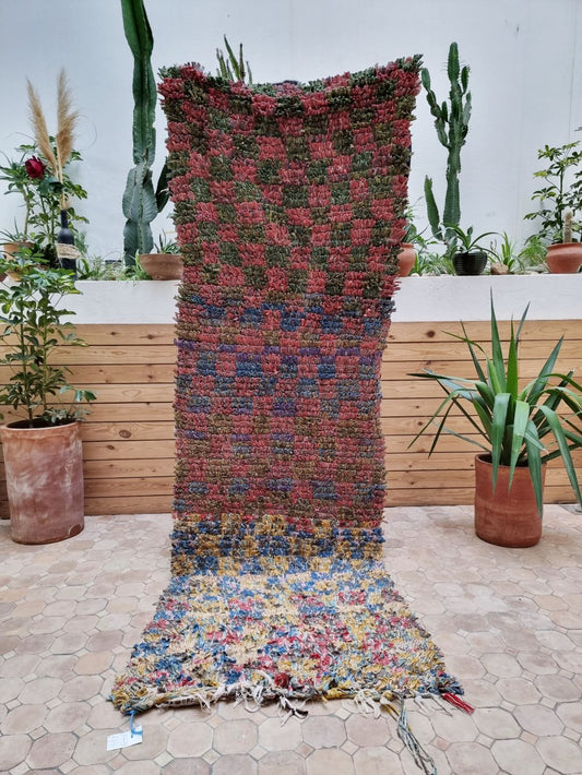Marokkolainen vintage Boucherouite käytävämatto 230x80cm