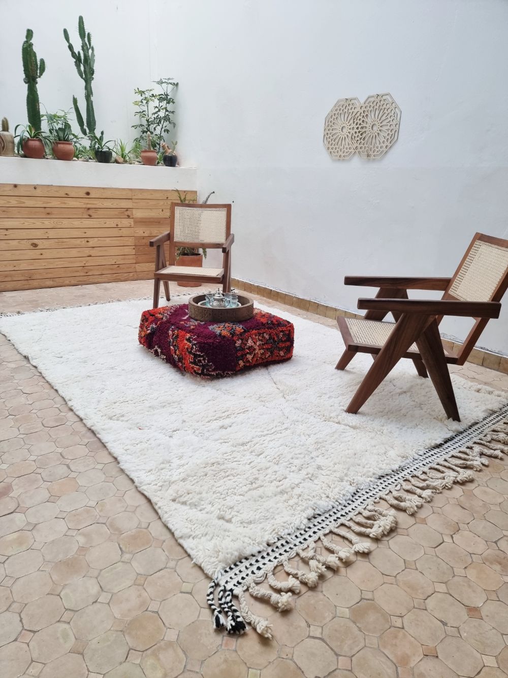 Moroccan All White Rug 290x200cm