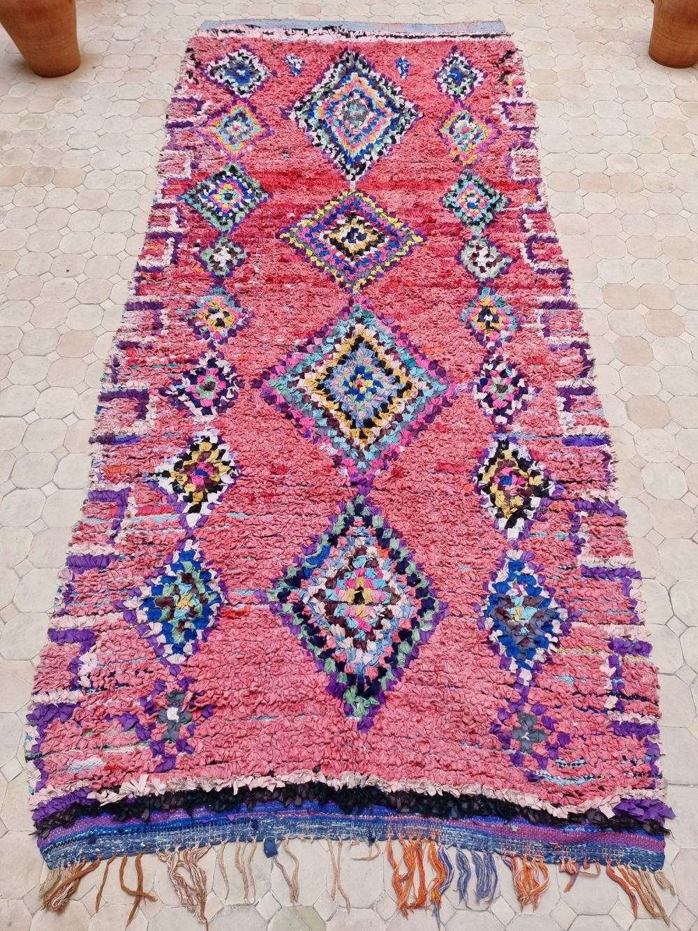 Marokkolainen vintage Boucherouite matto 280x125cm