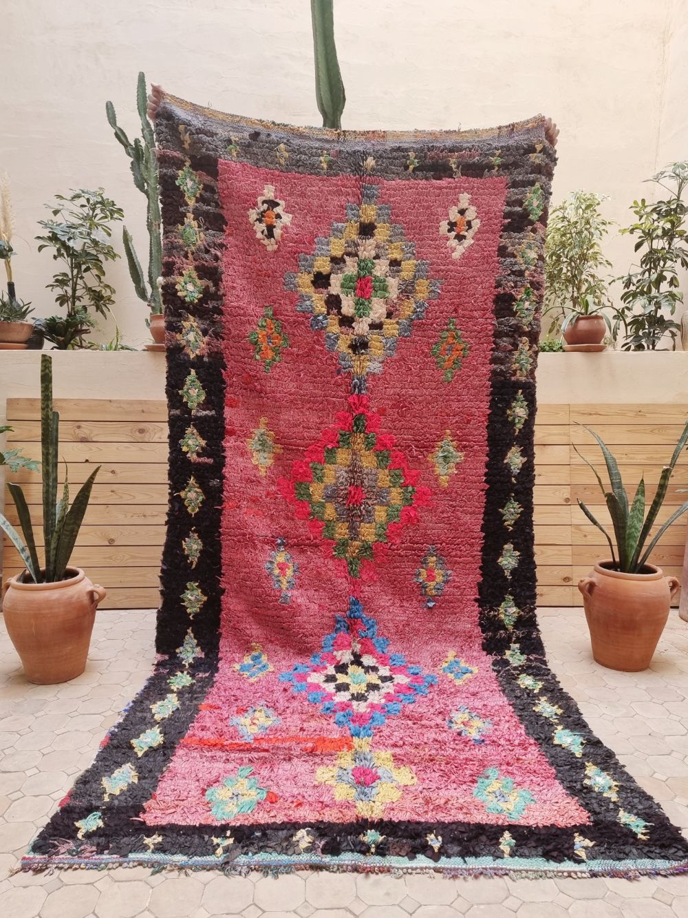 Marokkolainen vintage Boucherouite matto 280x135cm