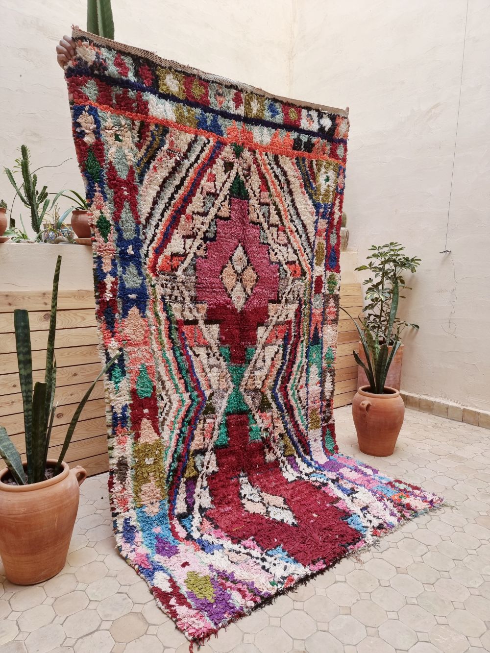 Marokkolainen vintage Boucherouite matto 230x130cm
