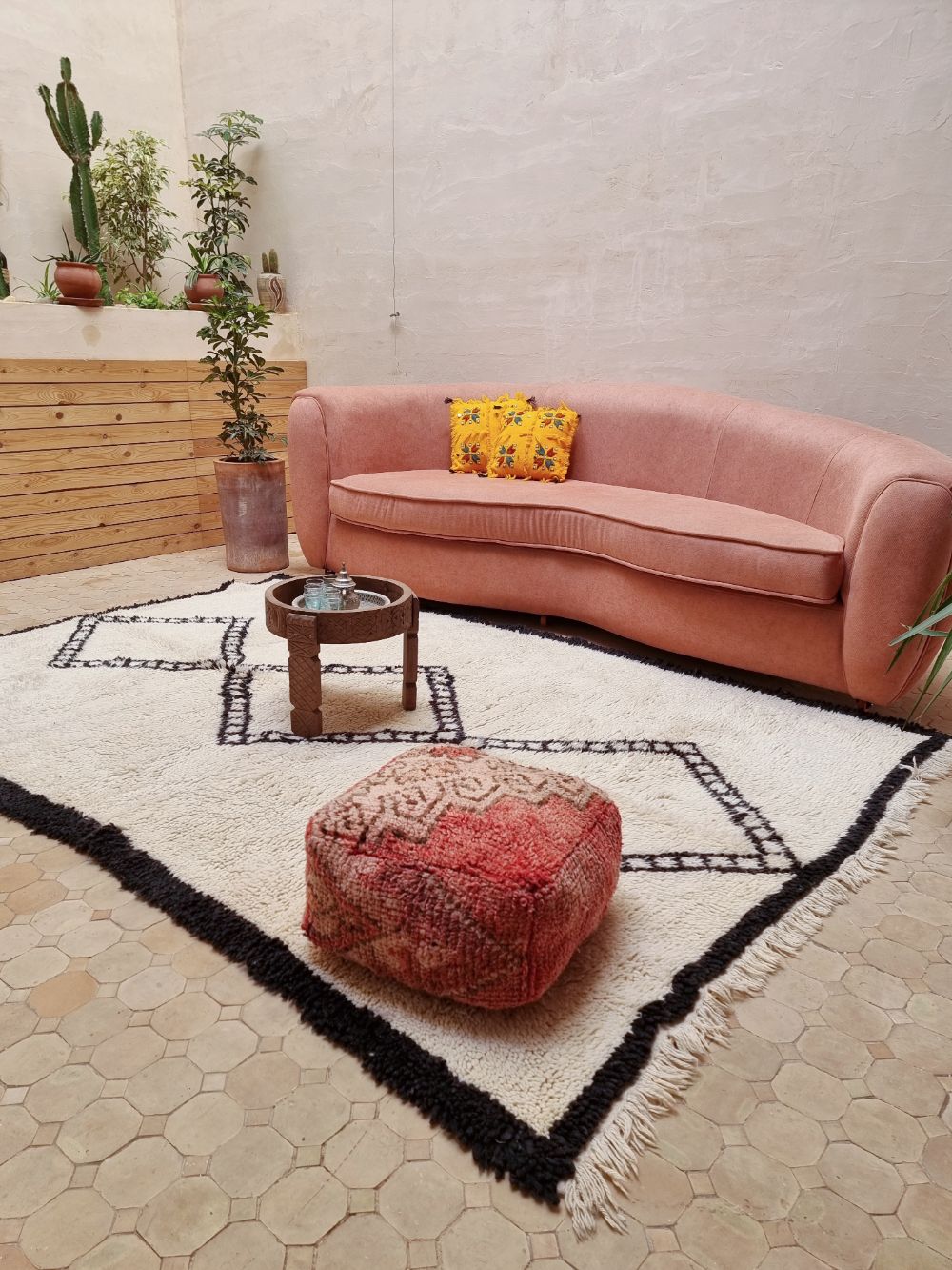 Marokkolainen mustavalkoinen matto matto 265x185cm